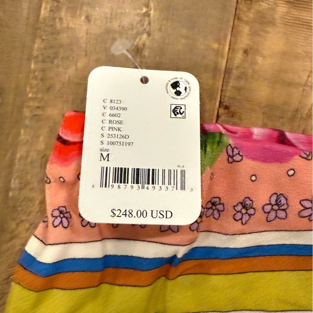 Spell NWT Aphrodite Bias Pant Rose Floral Wide Leg Trousers Pink Orange M - Picture 5 of 12